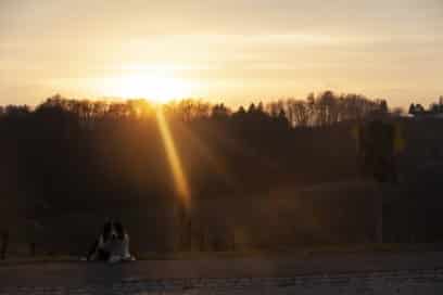 Abendsonne am Weingut Mitte Februar 2019